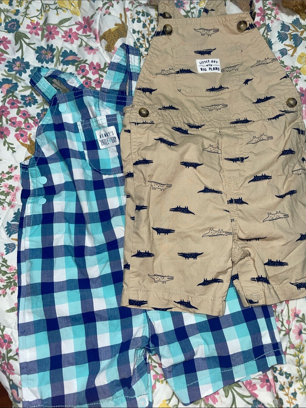 Children's Plaid & Alligator Shortall Set - Little Guy Big Plans